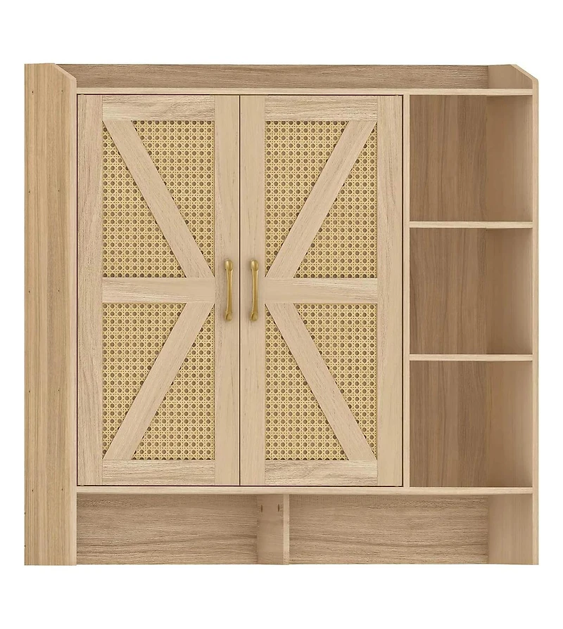 Slickblue Rattan Style 4-Tier Shoe Cabinet for Home Storage