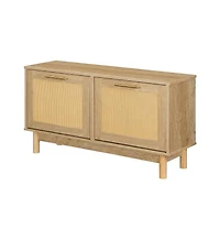 Slickblue Shoe Storage Bench Rattan Design with Flip-Top Drawers