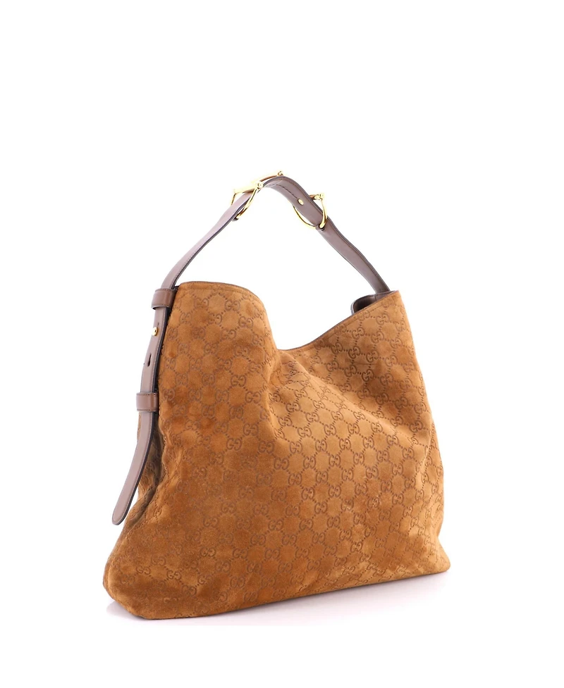Pre-Owned Gucci Large Beatrix Horsebit Tote Bag Gg Suede