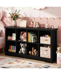 Aheaplus 8-Cube Bookshelf with Charging Station, Bin Storage Organizer