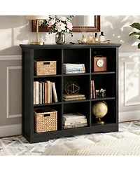 Aheaplus 9 Cube Bookshelf with Charging Station, Floor Cubby Toy Organizer