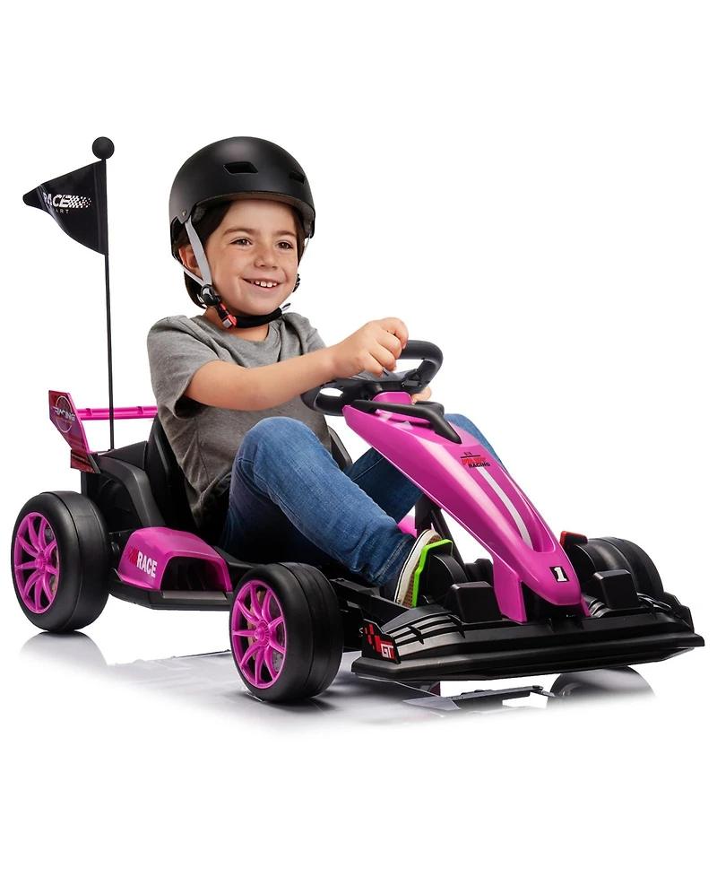 homfan High-Speed 24V Drift Go Kart, Adjustable Seat, Dual Motors, Up to 8.5MPH, Eva Silent Wheels, Max 135lbs