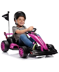 homfan High-Speed 24V Drift Go Kart, Adjustable Seat, Dual Motors, Up to 8.5MPH, Eva Silent Wheels, Max 135lbs