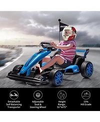 homfan High-Performance 24V Drift Go Kart, Adjustable Seat, Dual 200W Motors, Speeds up to 8.5 Mph, Eva Silent Wheels, Pedals