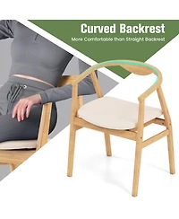 Gymax Leisure Bamboo Armchair Modern Accent Chair with Curved Back and Bamboo Structure