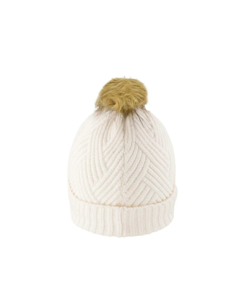 Deux par Deux Kids & Baby Toddler Girl 2-4 Winter Knit Hat with Pompom