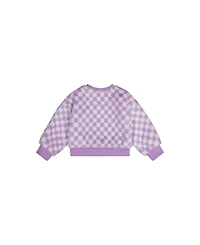 Deux par Deux Little and Big Girl 6-12 Faux Fur Top Lilac and Tiles
