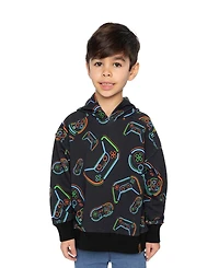 Deux par Little and Big Boy (6-12) Fleece Hooded Sweatshirt Printed Controller