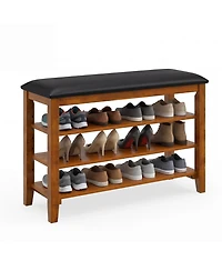 Slickblue Entryway Shoe Bench 3-Tier with Soft Cushion and Storage