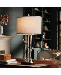 John Timberland Woodland 30" Tall Faux Birch Tree Large Farmhouse Rustic End Table Lamp Single Living Room Bedroom
