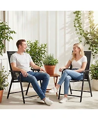 Clihome Outdoor Patio Chairs Set of 2 Stackable Portable for Deck, Garden, Camping and Travel