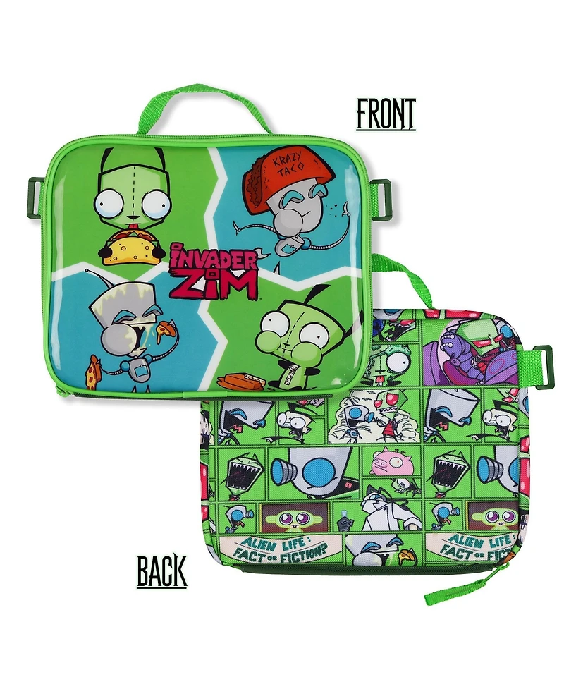 Invader Zim Nickelodeon 5 Piece Backpack with Lunch Box Water Bottle Pencil Case 16 Inch Book Bag