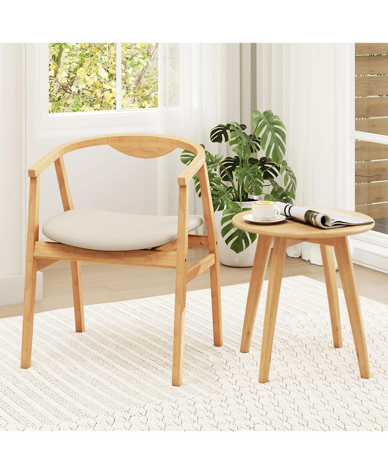 Gymax Set of 2 Leisure Bamboo Armchair Accent Chair With Curved Back and Bamboo Structure