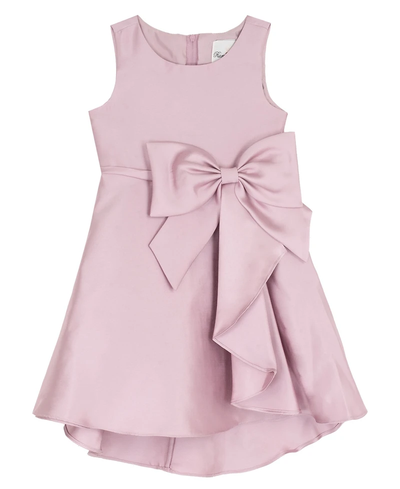 Rare Editions Girls' 2T-6X Solid Mikado Cascade Bow Hi-Low Dress