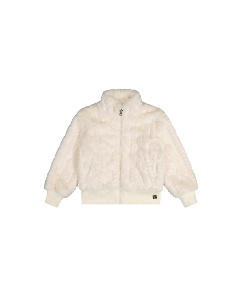 Deux par Deux Toddler Girl Faux Fur Jacquard Jacket