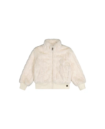 Deux par Deux Toddler Girl Faux Fur Jacquard Jacket