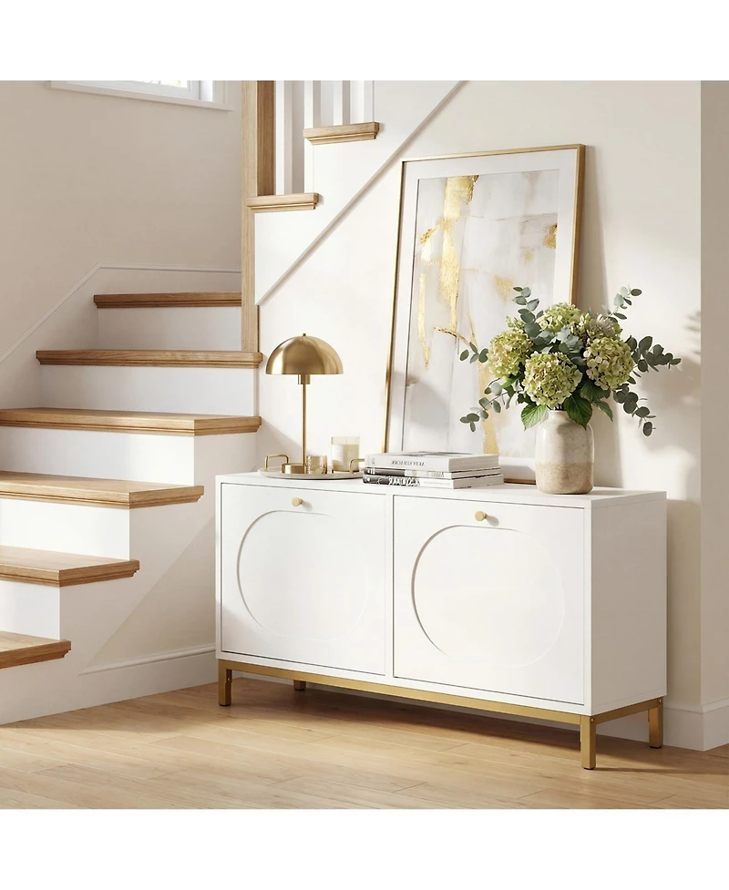 Slickblue Narrow Entryway Shoe Storage Bench with 2 Flip Drawers and Adjustable Shelves