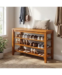 Slickblue Entryway Shoe Bench 3-Tier with Adjustable Storage Shelves