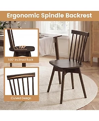 Gymax Dining Chairs Set of 4 Mid Century Rubber Wood Kitchen With Swivel Seat
