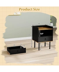 Costway Nightstand Bedside End Table with Drawer and Open Shelf for Living Room Bedroom
