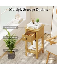 Slickblue 3 Tier Nightstand with Drawer and Open Storage Shelf for Bedroom