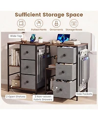 Slickblue Nightstand with Charging Station Open Shelves Industrial End Table
