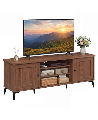 Costway 2-Door Tv Stand for TVs up to 65" with 2 Storage Cabinets and 4 Adjustable Shelves