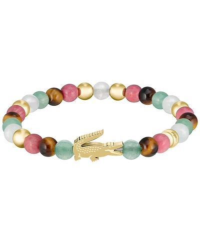 Lacoste Women's Matchpoint Green Adventurine Beads Gold-Plated Crocodile Bracelet