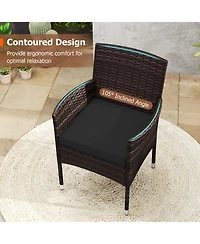 Sugift 3 Piece Patio Furniture Bistro Set for Porch with Woven Rattan Cushions