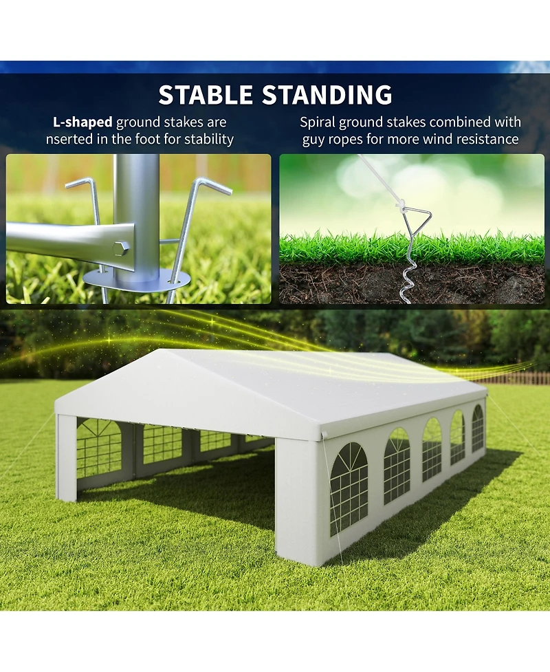 Outsunny 16' x 32' Heavy-duty Large Wedding Tent with Sidewalls