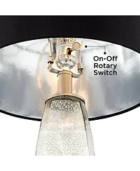 Regency Hill Landro Modern Mid Century Table Lamps Set of 2 with Clear Round Risers 29" Tall Mercury Glass Drum Shade for Bedroom Living Room