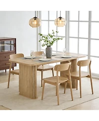 homfan Dining Table for 6-8 People, 62" Modern Table with Large Tabletop and Heavy Duty Pedestal Legs, Rectangular Table for Kitchen, Conference Room