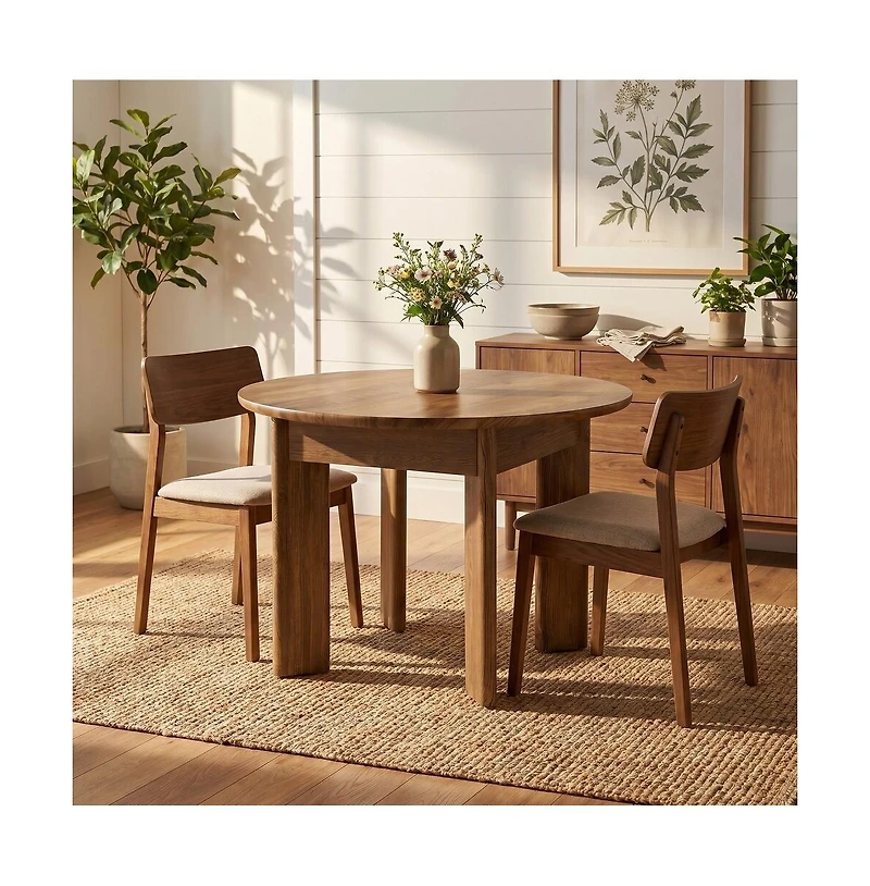 Tribesigns Round Dining Table for 4 People, 39.4- Inch Dining Room Table with Wooden Pedestal Base