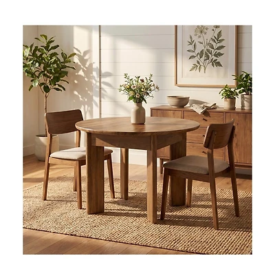 Tribesigns Round Dining Table for 4 People, 39.4- Inch Dining Room Table with Wooden Pedestal Base