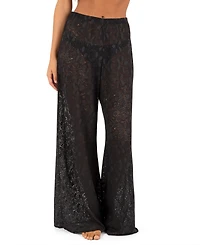 Hurley Women's Pull-On Flower Crochet Beach Cover-Up Pants