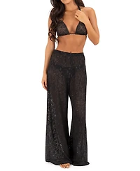 Hurley Women's Pull-On Flower Crochet Beach Cover-Up Pants