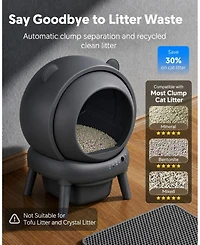 Cumrige Self-Cleaning Cat Litter Box Smart Automatic Litter Box with Cat Litter Mat for Multiple Cats Large Capacity Self-Cleaning Design