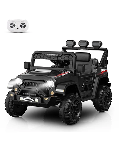 homfan 12V Electric Ride-On Off-Road Vehicle, Parental Remote Control, 3 Speeds, Led Lights, Music, Wireless Connection, Gradual Power-Up