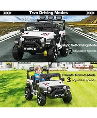 homfan 12V Electric Ride-On Off-Road Vehicle, Parental Remote Control, 3 Speeds, Led Lights, Music, Wireless Connection, Gradual Power-Up