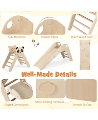 Slickblue Foldable Wooden Climbing Toys Set with Panda Theme for Toddlers