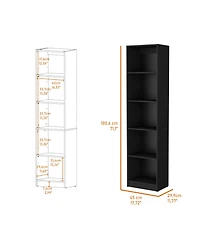 Fm Furniture Sutton Slim Bookcase with Modern 5-Shelf Design