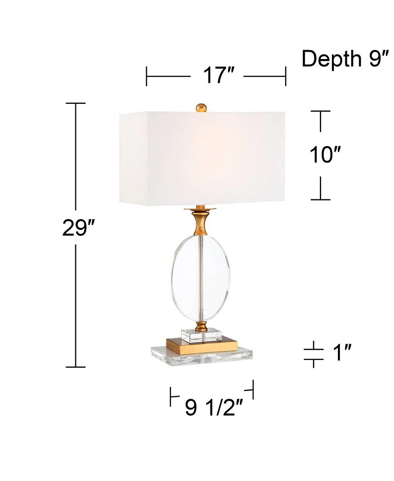 Vienna Full Spectrum Valerie Modern Table Lamp with Clear Acrylic Riser 28" Tall Clear Crystal Fabric Shade for Bedroom Living Room Bedside Home