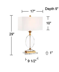 Vienna Full Spectrum Valerie Modern Table Lamp with Clear Acrylic Riser 28" Tall Clear Crystal Fabric Shade for Bedroom Living Room Bedside Home