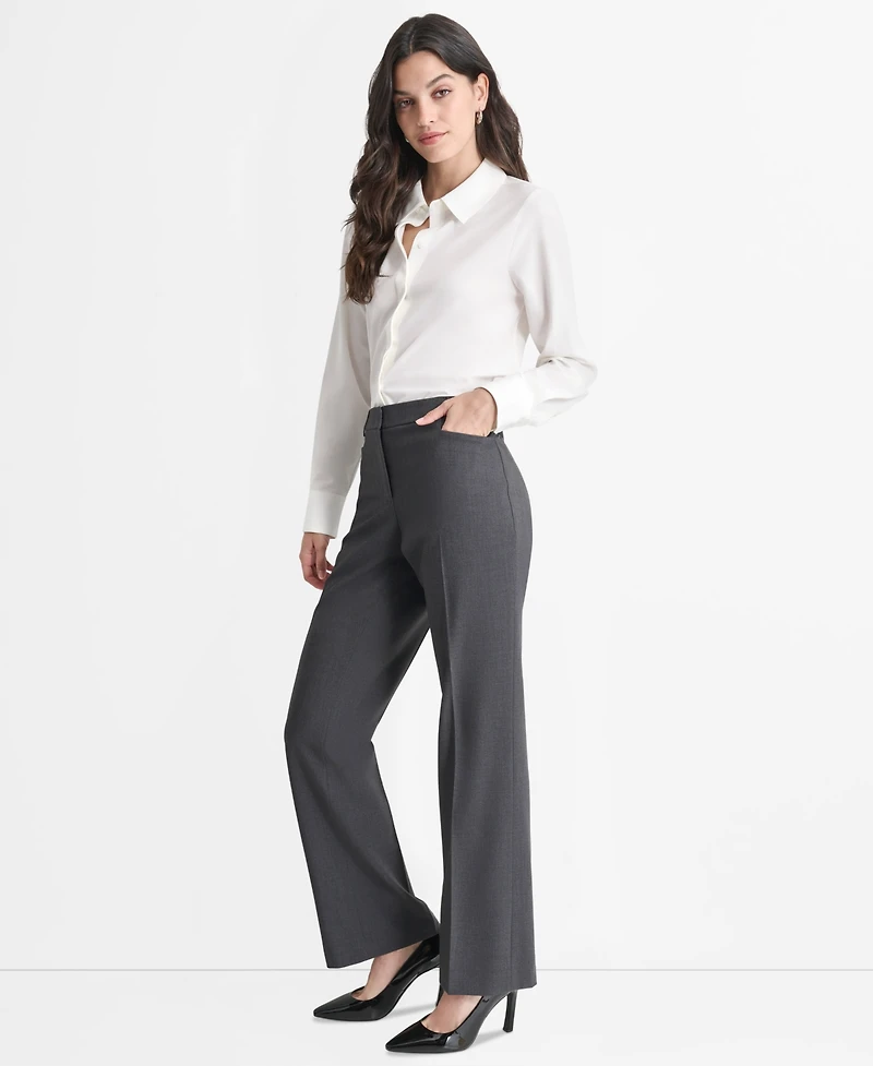 Dkny Petite High-Rise Straight-Leg Pants