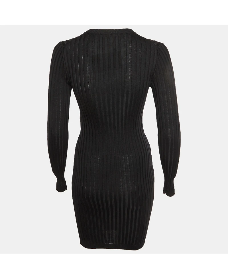 Pre-Owned Versace Women's Rib Knit Safety Pin Detail Mini Dress