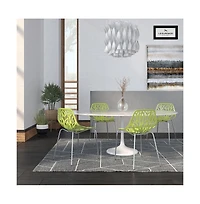 LeisureMod Asbury Stackable Modern Cut-Out Design Backrest Dining Chair with Chrome Legs and Floor Caps Side Chair