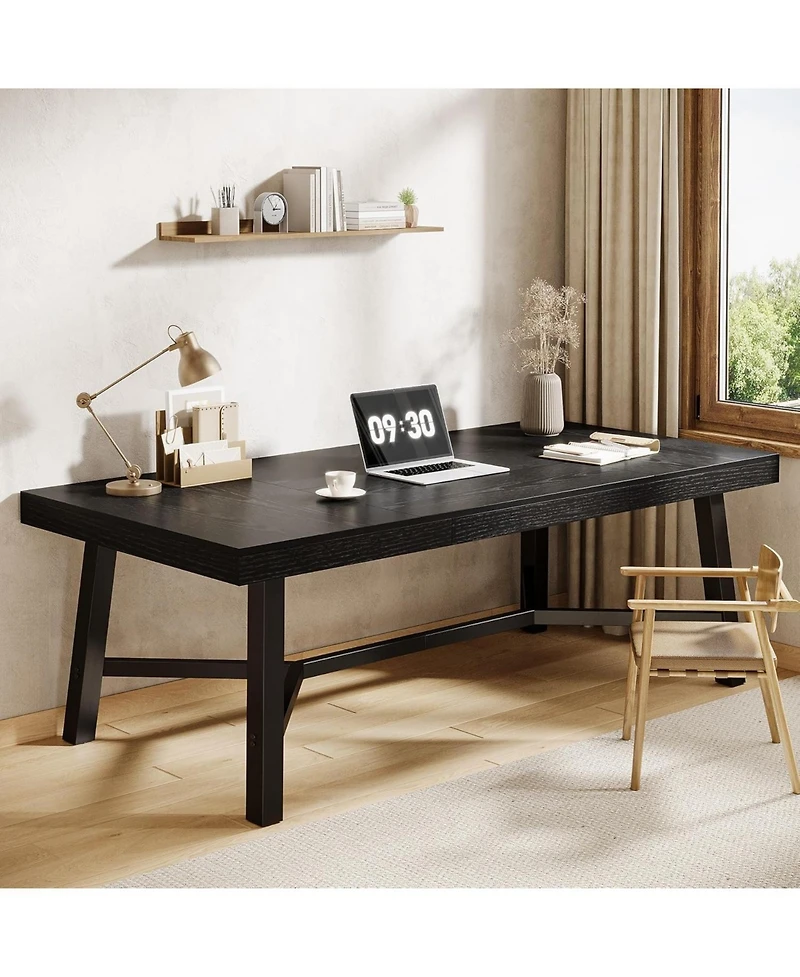Tribesigns Executive Desk, Farmhouse Office Computer Desk with Sturdy Leg Structure, Writing Table