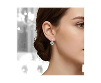 Sterling Silver 14k Gold Plated Cubic Zirconia Solitaire Drop Stud Earrings