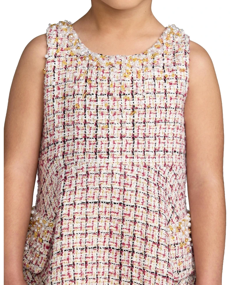 Mac Duggal Big Girls Beaded Boucle Mini Dress