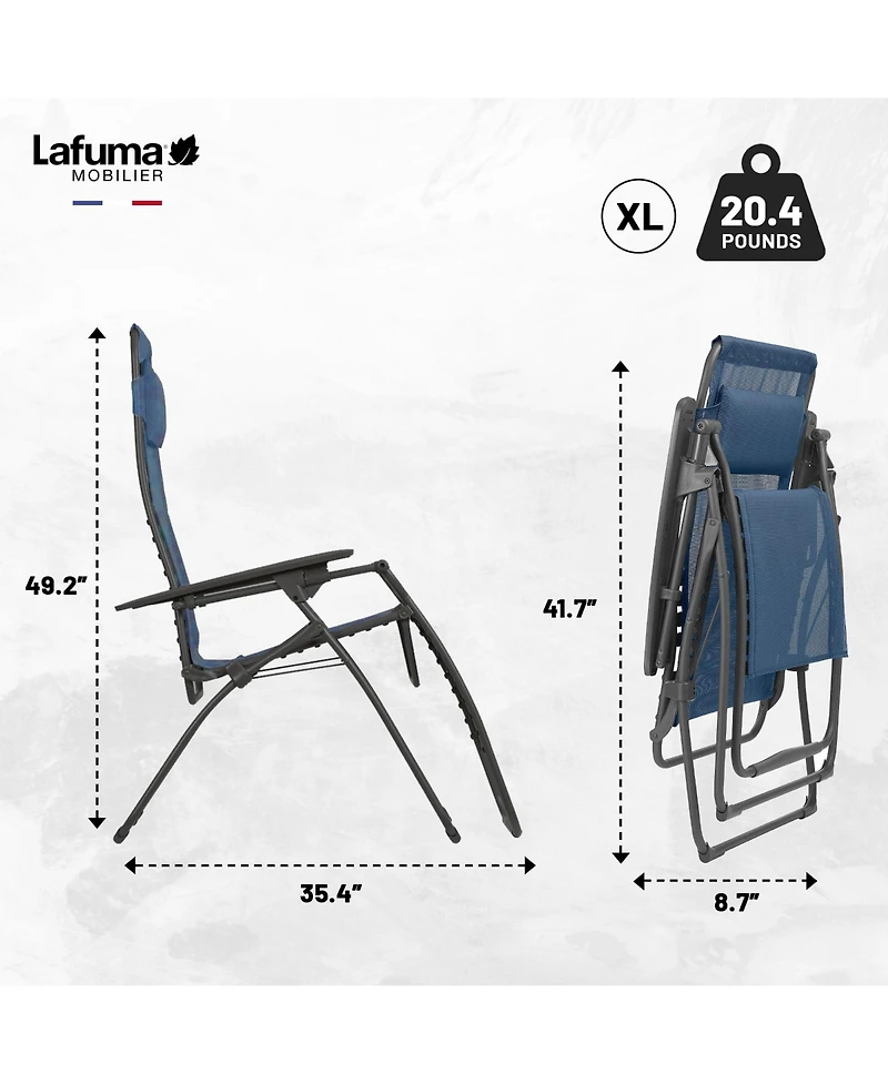 Lafuma Futura Xl Zero Gravity Outdoor Steel Framed Lawn Recliner Chair, Ocean